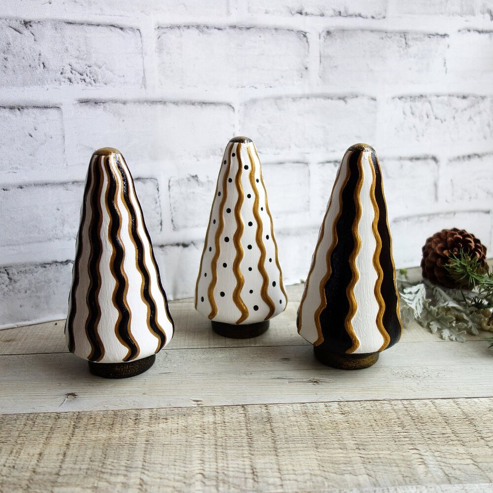 MacKenzie Inspired Stripe Christmas Tree Ornament Set Luxury Courtly Style Decor